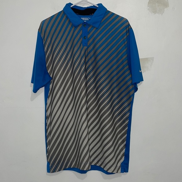 Size M Men’s Nike Blue and Grey Gold Tee Polo Shirt - Picture 1 of 3